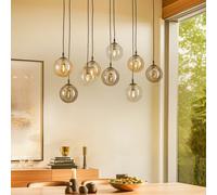 EMIBIG LIGHTING Lámpara colgante Glassy, 9 luces, negro, grafito/ámbar/transparente, E14