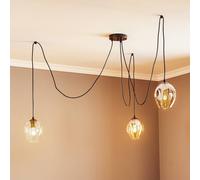 EMIBIG LIGHTING Lámpara colgante Starla, cristal grafito/ámbar/transparente, 3 luces,