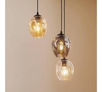 EMIBIG LIGHTING Lámpara colgante Starla, cristal grafito/ámbar/transparente, 3 luces, redonda