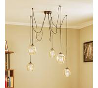 EMIBIG LIGHTING Lámpara colgante Starla, descentrada, 5 luces, ámbar