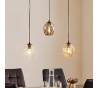 EMIBIG LIGHTING Lámpara colgante Starla recta 3 luces grafito/ámbar/transparente