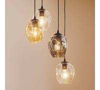 EMIBIG LIGHTING Lámpara colgante Starla redonda 4 luces grafito/ámbar/transparente
