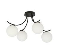 EMIBIG LIGHTING Lámpara de techo Boston, negro/ópalo, 4 luces