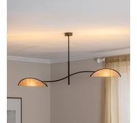 EMIBIG LIGHTING Lámpara de techo Lotus, negro/aspecto ratán, 2 luces