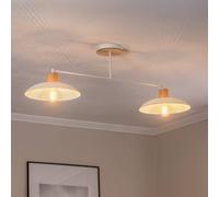 EMIBIG LIGHTING Plafón Kobe, 2 luces, acero, madera, blanco