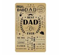 Emideary Best Dad Ever Gifts - Tarjeta de cartera grabada de latón para papá - Thank You My Hero Dad - Regalos de Navidad para el día del padre de hija e hijo