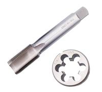 Emiif HSS 7/8-18 UNS - Juego de machos y troqueles, herramienta de corte de rosca derecha para acero inoxidable, hierro, cobre, aluminio, hierro fundido, 112 mm de longitud, 45 mm de diámetro exterior