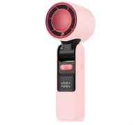 Emiif Ice Cool - Mini ventilador USB portátil con pantalla digital, 100 ajustes de velocidad, ventilador de refrigeración de mano para acampar al aire libre, viajes (rosa)