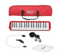 Emiif Instrumento musical de melódica de 37 teclas, juego de instrumentos estilo piano melódica con funda de transporte, boquillas largas y cortas para entrenamiento de educación musical (rojo)