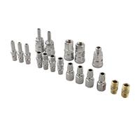 Emiif Kit de 18 accesorios de manguera de aire para acoplador de púas macho hembra tipo Nitto, conectores rápidos neumáticos BSP de 1/4 pulgadas con hierro galvanizado para herramientas de compresor