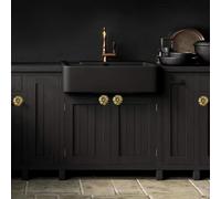 Emiif Tiradores de gabinete, manijas de cajón de crisantemo de metal negro bronce, herrajes de aleación de zinc de 52 x 24 mm, instalación de un solo agujero para armarios de cocina y aparadores