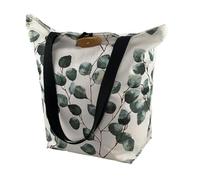 Emil Bolso de tela con botón de madera y correa resistente - Bolso de mano de algodón certificado GOTS - Bolso de mano de tela resistente y lavable con bolsillos interiores - Eucalipto