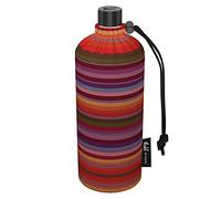 Emil Botella de cristal para niñas y niños, botella de cristal aislada para la escuela, ocio, deportes: niños y padres, rayas orgánicas, 0,4 l