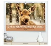 Emil und die Wunder der Natur (hochwertiger Premium Wandkalender 2026 DIN A2 quer), Kunstdruck in Hochglanz: Ein Elchkind auf der Suche nach dem Glück