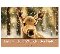 Emil und die Wunder der Natur (Wandkalender 2026 DIN A2 quer), CALVENDO Monatskalender: Ein Elchkind auf der Suche nach dem Glück