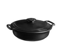 Emile Henry Sublime+ 4L - Sartén de cerámica de alto rendimiento para todo tipo de fuegos, incluida inducción, cocina homogénea y platos salteados o guisados - tapa color pizarra - fabricada en