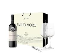 EMILIO MORO Estuche Regalo de El Brindis de Siempre | Incluye Vino Tinto Emilio Moro de 750 ml, 2 Copas de Vino Grabadas y 1 Sacacorchos