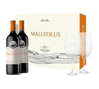 EMILIO MORO Estuche Regalo Experiencia Malleolus | Incluye 2 Vinos Tintos Malleolus de 750 ml y 2 Copas de Vino Riedel Grabadas
