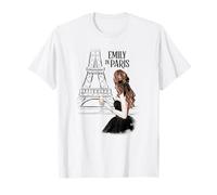 Emily in Paris Elegant Posing Front The Eiffel Tower Sketch Camiseta