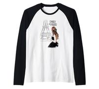 Emily in Paris Elegant Posing Front The Eiffel Tower Sketch Camiseta Manga Raglan