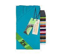 Emily´s Check 2X Sabana Bajera, 100x100 cm, Sabana Bajera Algodon para Camas supletorias, cunas y moisés para bebés, 1493.2123 - Turquesa