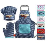 Emily´s Check Delantal niño, 3 set, Gorro chef niño y manopla horno, Kitchen Rocket, 1428.2002, 7-12 años