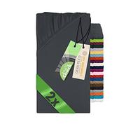 Emily´s Check Pack doble Sábanas bajeras ajustables 1493.2123, 140 x 190-200 cm, antracita