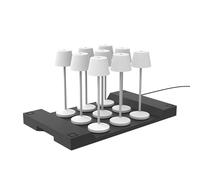 EMILY WHITE - Juego de 9 lámparas de mesa inalámbricas LED blancas cálidas regulable (25 cm, con bandeja de carga)