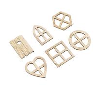 Eminchu 100 Piezas de Recortes de Ventana de Madera sin Terminar de Primera Calidad para Manualidades y Decoración del Hogar, Ideal para Actividades Infantiles, Madera de Paulownia de la Fortuna