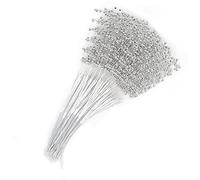 Eminchu 100 Uds. Palos de Perlas Usables para Decoración de Boda DIY, Elegantes Perlas de Hilo ABS en Variantes de Oro Blanco Plateado (Silver)
