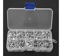 Eminchu 400 Uds M3 Remaches Sólidos de Cabeza Plana, Juego de Remaches de Aluminio, 8 Tamaños de de 4mm a 16mm para Sujeción de Metal, Madera y Plástico