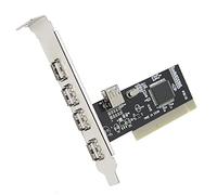 Eminchu Adaptador de Tarjeta de Expansión PCI Hub USB2.0 de 4 Puertos de Alta Velocidad para Accesorios Universales de PC, Chip Via VT6212L, Negro