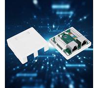 Eminchu Adaptador de Unión de Conector de Pared Super 5 Shield RJ45-8P8C Elegante Caja de Montaje de Cable de Extensión de Escritorio de 2 Puertos Blanca para Configuración de Red