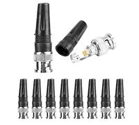 Eminchu Adaptador Macho Recto de Cableado BNC con Características Estables para Conexión de Cable de Cámara y Video, Juego de Conectores de Aleación de Zinc de 10 Piezas para Profesionales y