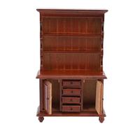 Eminchu Armario en Miniatura 1/12, Mueble de Casa de Muñecas a Escala 1:12, Vitrina de Estantería, con Cajones de Almacenamiento y Puertas Dobles (castaña)