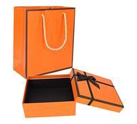 Eminchu Caja de Regalo con Cinta, Caja de Embalaje de Regalo Naranja para Navidad, Cumpleaños y Aniversario, 20 X 18 X 8 Cm