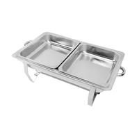 Eminchu Calentador de Buffet de Acero Inoxidable, Calentador de Alimentos Comercial de 2 Compartimentos, de Aislamiento a Base de Agua, Ideal para Restaurantes, Hoteles y Establecimientos de Catering