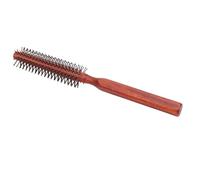 Eminchu Cepillo de Pelo Redondo Pequeño, Ergonómico de Madera, Mini Cepillo de Nailon Resistente a Altas Temperaturas para Cabello Corto Fino, Ideal para Hombres y Mujeres (BROWN)