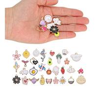 Eminchu Colgante de Aceite de Gota de Aleación Colorida para Manualidades únicas, Suministros para Hacer Joyas de Alta Dureza, 30 Piezas para Collar de Bricolaje, Pulsera, Accesorios Artesanales