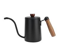 Eminchu de Mano de 600 Ml, de Goteo de Acero Inoxidable, con de Madera, Ideal para Baristas Caseros y Entusiastas del café (Negro 600ML)