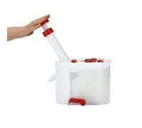 Eminchu Deshuesador de Cerezas, Herramienta de Eliminación de Semillas de Frutas de Plástico, Deshuesador Portátil que Ahorra Espacio con Contenedor, Ideal para Uso en el Hogar, la Oficina y los