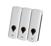 Eminchu Dispensador De Manual, Dispensador De 3 Cámaras De Pared, De Líquido Recargable con Llave Grande, Ideal para Cocina Y Baño, 600ml