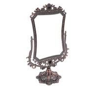 Eminchu Espejo de Maquillaje Vintage de Doble Cara con Estampado Floral Antiguo Función Giratoria de 360 Grados para Decoración del Hogar Aleación de Zinc 15.08x8.66in (Color Rojo Cobre)