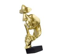 Eminchu Estatua de Pensador con Forma Vívida El Silencio Es una Figura Dorada para Decoración del Hogar, Adorno de Arte Abstracto de Resina Sintética Compacta para Sala de Estar, Estudio, Dormitorio