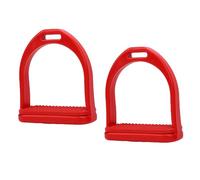 Eminchu Estribos para Montar a Caballo, Estribo de Seguridad para Silla de Montar con Manguera de Metal de Color Rojo, Silla de de Plástico Inglesa con Almohadilla de Goma Antideslizante, Ideal para