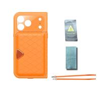 Eminchu Funda Impermeable para Teléfono de 360 Grados, Protección Subacuática IP68 2M, Carcasa de Marco de TPU a Prueba de Golpes, Carcasa de 8 Conductores Sensibles Al Metal con Espejo de (Orange)