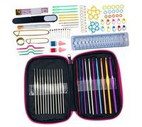 Eminchu Juego de 100 Ganchos de Ganchillo, Agujas de Tejer de Aluminio Coloridas para Ganchillos Principiantes, Perfecto para Viajes y Uso Doméstico, Aluminio, Tamaño de Bolsa 7.1x5.1in (Bolso De