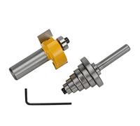 Eminchu Juego de Brocas para Enrutador de Rebaje, Fresa Duradera Tipo T para Carpintería con Rodamientos Ajustables, Vástago de 1/2 Pulgada, 2 Piezas
