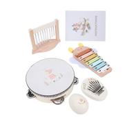 Eminchu Juego de Instrumentos Musicales de Madera, Juguete Montessori de Educación Temprana, Kit de Percusión con Xilófono, Pandereta, Maracas y Carillón de Viento, Ideal para el Aprendizaje de los