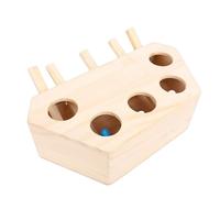 Eminchu Juguete de Madera para Gatos, Caja de Rompecabezas Interactiva, Juguete de Entretenimiento para Gatitos con 5 Agujeros, Estimulación Mental, Ejercicio, Madera de Pino Segura, Ideal para